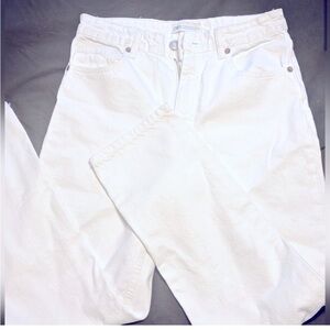 Zara white denim straight leg jeans - excellent cond- high rise. Capsule classic